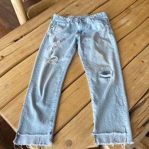 AG Denim Cropped Raw Hem Straight Leg/Boyfriend Jean, Size 26